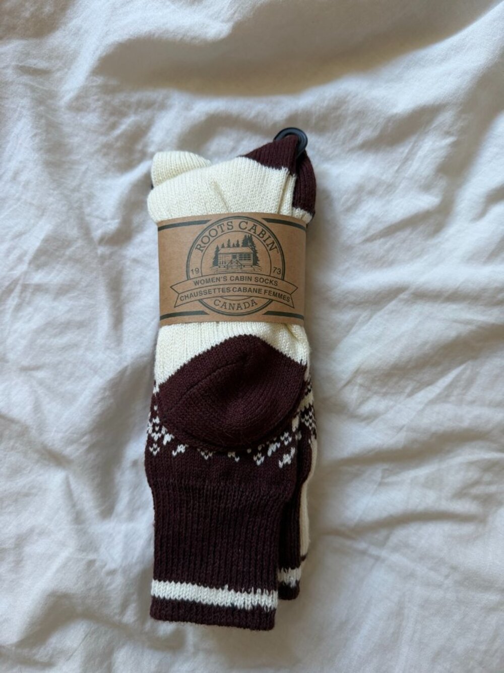 Roots Wool Blend Socks Burgundy and Cream Fair Isle Brand New